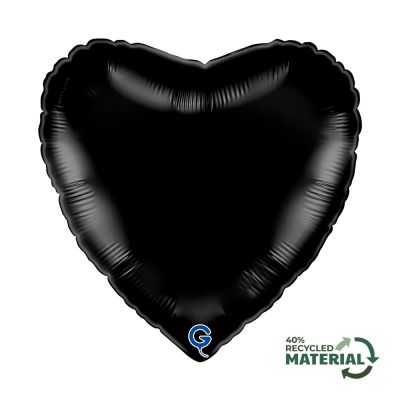 Grabo Foil Solid Colour Heart 46cm (18") Black (Unpackaged)
