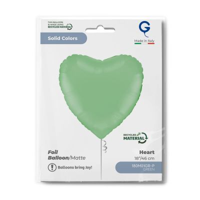 Grabo Foil Solid Colour Heart 46cm (18") Matte Green