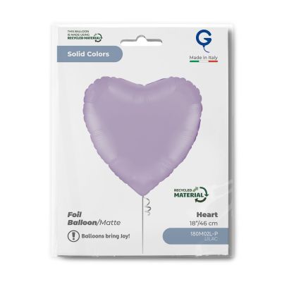 Grabo Foil Solid Colour Heart 46cm (18") Matte Lilac