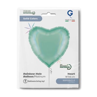 Grabo Foil Heart 46cm (18") Holographic Platinum Tiffany