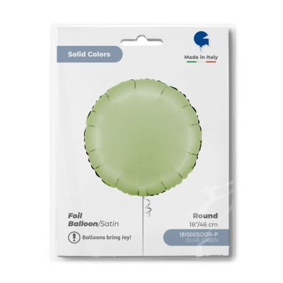 Grabo Foil Solid Colour Round 46cm (18") Satin Olive Green