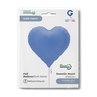 Grabo Foil Solid Colour Sweetie Heart 46cm (18") Soft Matte Lotus Blue