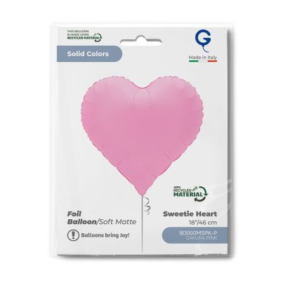 Grabo Foil Solid Colour Sweetie Heart 46cm (18") Soft Matte Sakura Pink