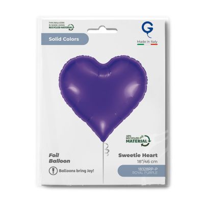 Grabo Foil Solid Colour Sweetie Heart 46cm (18") Royal Purple