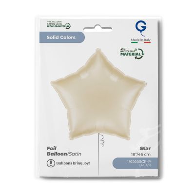 Grabo Foil Solid Colour Star 46cm (18") Satin Cream