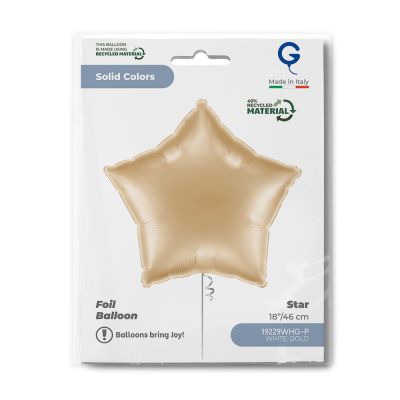 Grabo Foil Solid Colour Star 46cm (18") White Gold