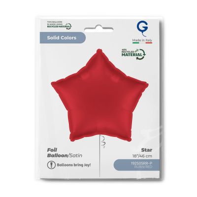 Grabo Foil Solid Colour Star 46cm (18") Satin Rubin Red