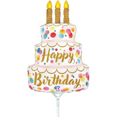 Betallic Microfoil 35cm (14") Satin Birthday Pink Cake - Air Fill (Unpackaged)