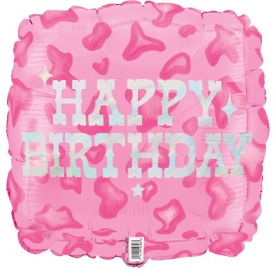 Unique Foil 45cm (18") Pink Cowgirl Print Happy Birthday (Unpackaged)