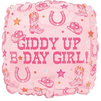 Unique Foil 45cm (18") Giddy Up B'day Girl (Unpackaged)