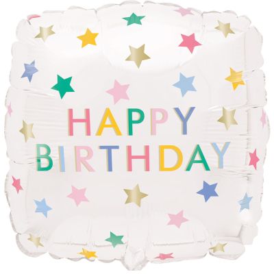Unique Foil 45cm (18") Pastel Stars Happy Birthday (Unpackaged)