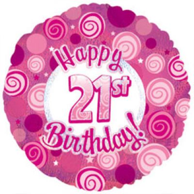 CTI Foil 45cm Dazzeloon 21st Pink 