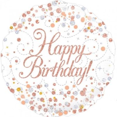 Oaktree Foil 45cm Sparkling Rose Gold Fizz Happy Birthday