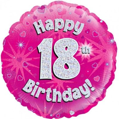 Oaktree Foil 45cm Happy 18th Birthday Pink Holographic