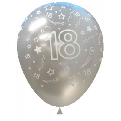DTX (Sempertex) Balloon 25/30cm 18th Metallic Silver