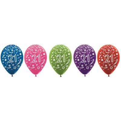 DTX (Sempertex) Printed Latex 25/30cm (12") 21st Metallic Assortment