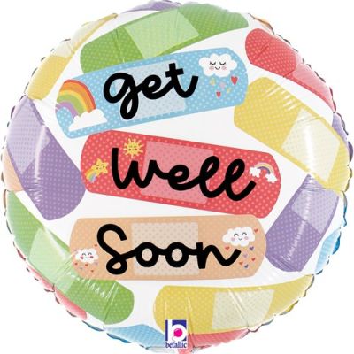 Betallic Microfoil 22cm (9") Cheerful Get Well Bandaids - Air Fill (Unpackaged)