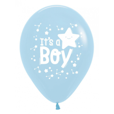 DTX (Sempertex) Printed Latex 50/30cm Pastel Matte Blue It's A Boy