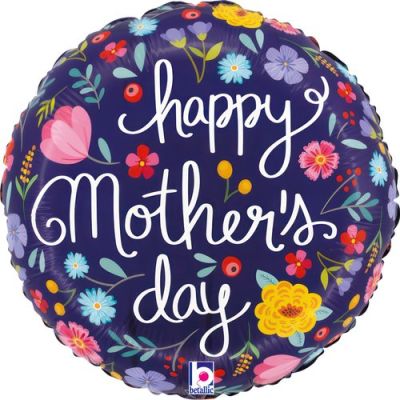 Betallic Micro-Foil 22cm (9") Mother's Day Folk Floral (Air Fill & Unpackaged)