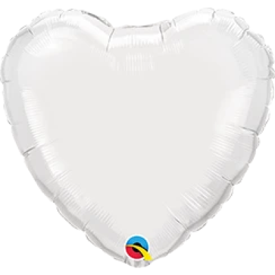 Qualatex Micro-Foil Solid Heart 22cm (9") White (Air Fill & Unpackaged)