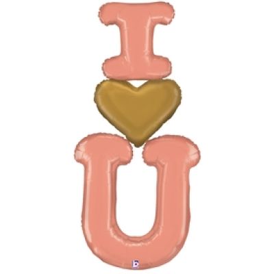 Betallic Foil Shape 150cm (59") Special Delivery Rose Gold I Heart You