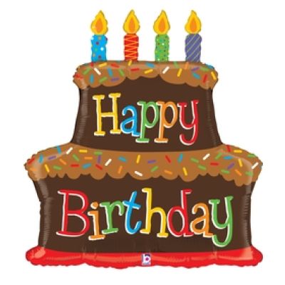 Betallic Foil Shape 93cm (37") Birthday Chocolate Cake