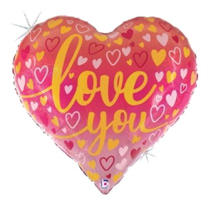 Betallic Holographic Foil Shape 58cm (23") Ombre Love You Heart