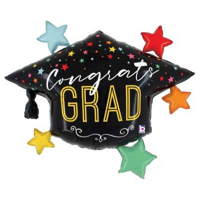 Betallic Foil Shape 78cm (31") Colorful Stars Grad Hat