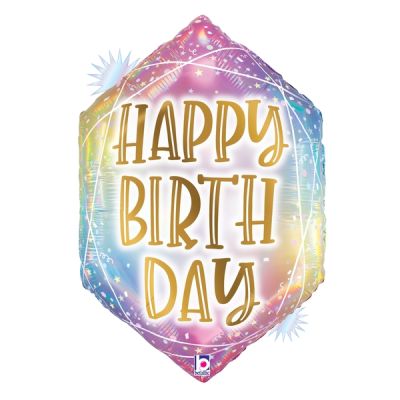 Betallic Holographic Foil Shape 63cm (25") Opal Pastel Geo Birthday