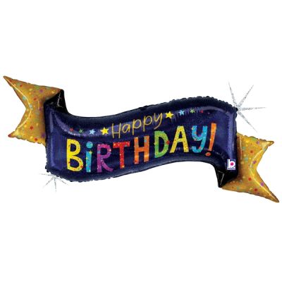Betallic Holographic Foil Shape 114cm (45") Navy Birthday Banner