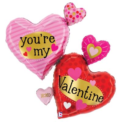 Betallic Foil Shape 76cm (30") Valentine Pattern Multi Hearts