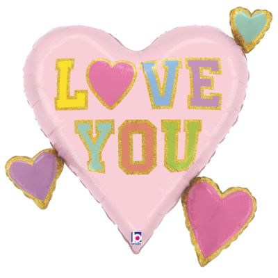 Betallic Foil Shape 71cm (28") Love Patch Multi Hearts
