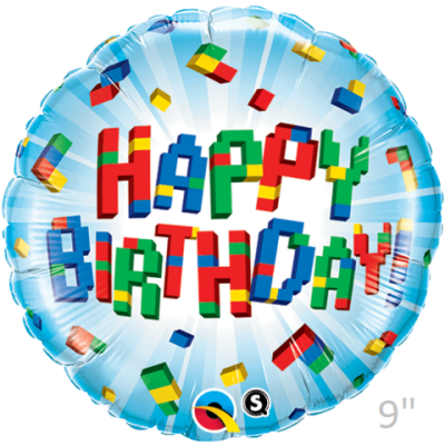 Qualatex Micro-Foil 22cm (9") B'day Exploding Blocks (Air Fill & Unpackaged)