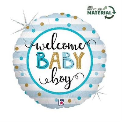 Betallic Holographic Foil 45cm (18") Baby Boy Stripes