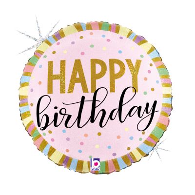 Betallic Foil 46cm (18") Pastel Birthday Stripes
