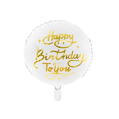 Party Deco Foil Matte Happy Birthday to you White and Gold 35cm