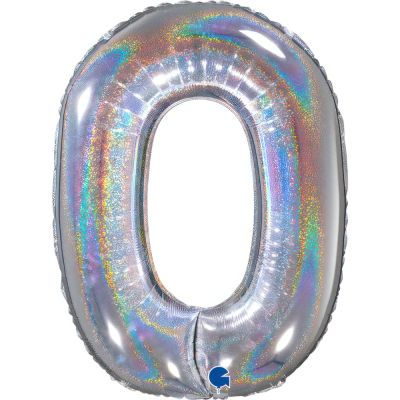 Grabo Foil 66cm (26") Mid-Size Glitter Holographic Number 0