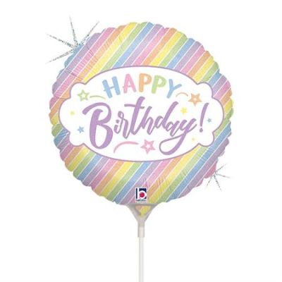 Betallic Holographic Microfoil 22cm (9") Pastel Birthday - Air fill (unpackaged)