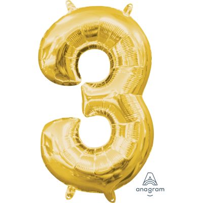 Anagram 16" (Air-Fill) Foil Gold Number 3