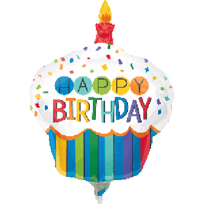 Anagram Microfoil 35cm (14") Rainbow Cupcake (Air Fill & Unpackaged) 