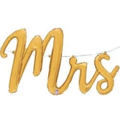 Betallic Foil Script 112cm (44") Gold Mrs