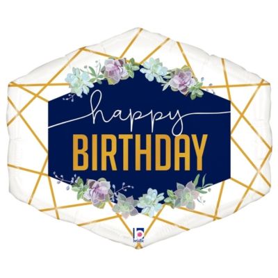 Betallic Foil Shape 76cm (30&quot;) Geo Navy Birthday
