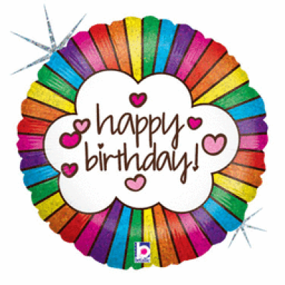 Betallic Holographic Foil 45cm (18") Retro Rainbow Birthday