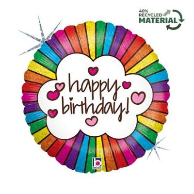 Betallic Holographic Foil 45cm (18") Retro Rainbow Birthday