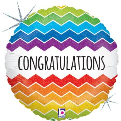 Betallic Holographic Foil 45cm (18") Chevron Congratulations