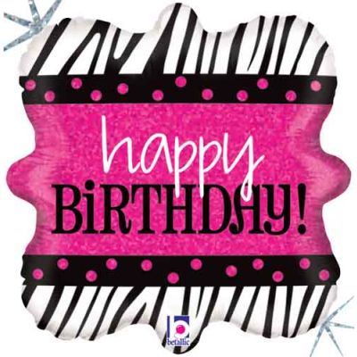 Betallic Foil 45cm (18") Birthday Zebra Square