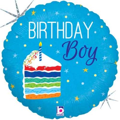 Betallic Holographic Foil 45cm (18") Birthday Cake Boy 