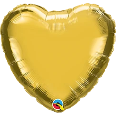 Qualatex Micro-Foil Solid Heart 22cm (9") Metallic Gold (Air Fill & Unpackaged)