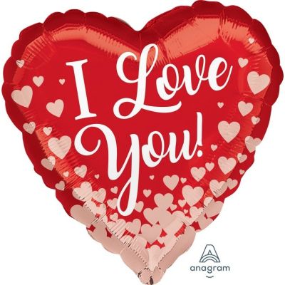 Anagram Foil Heart 45cm (18") I Love You Rose Gold Hearts