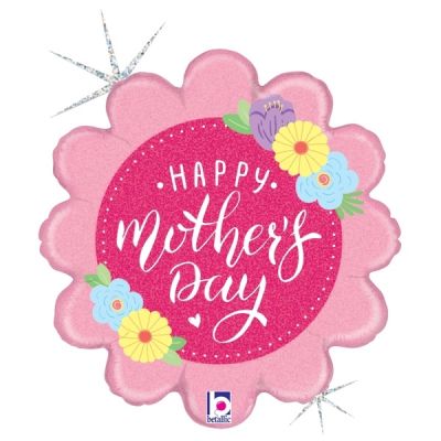 Betallic Holographic Foil 45cm (18") Pastel Floral Mother's Day